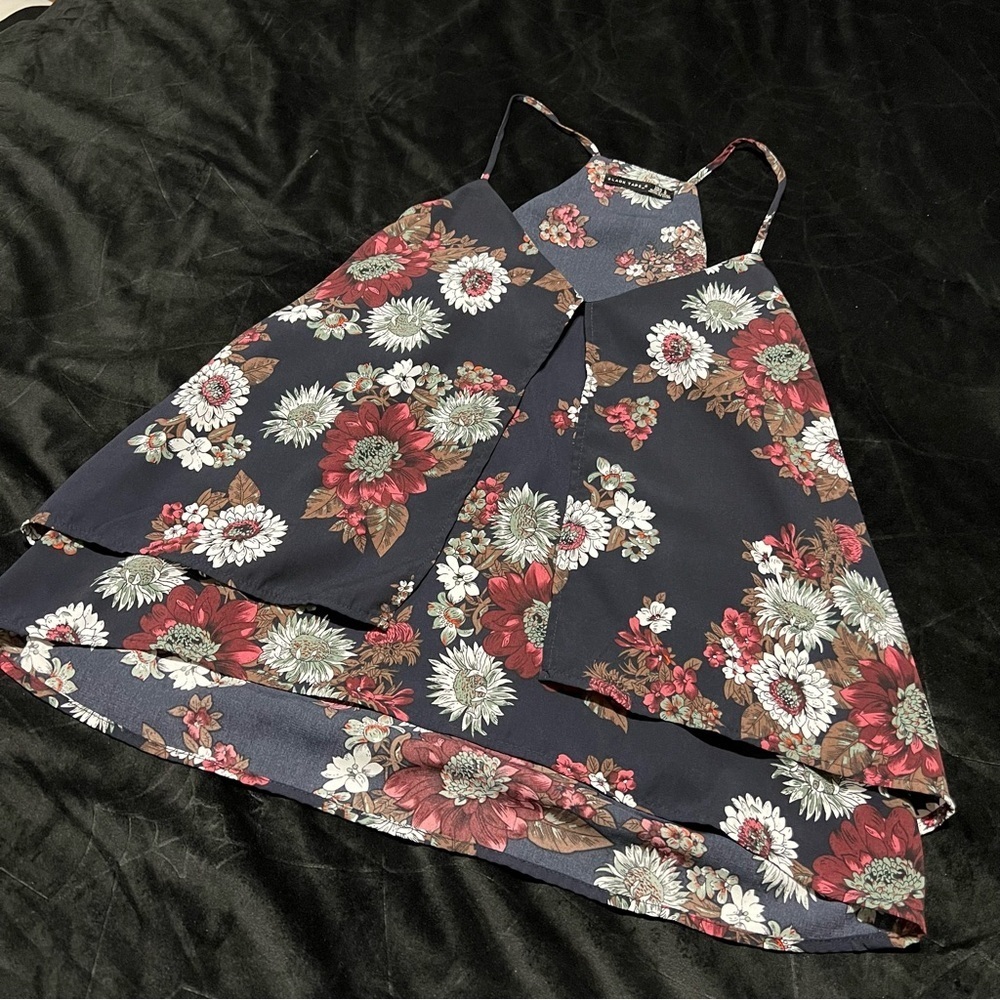 Black Tape Floral Tank, Large